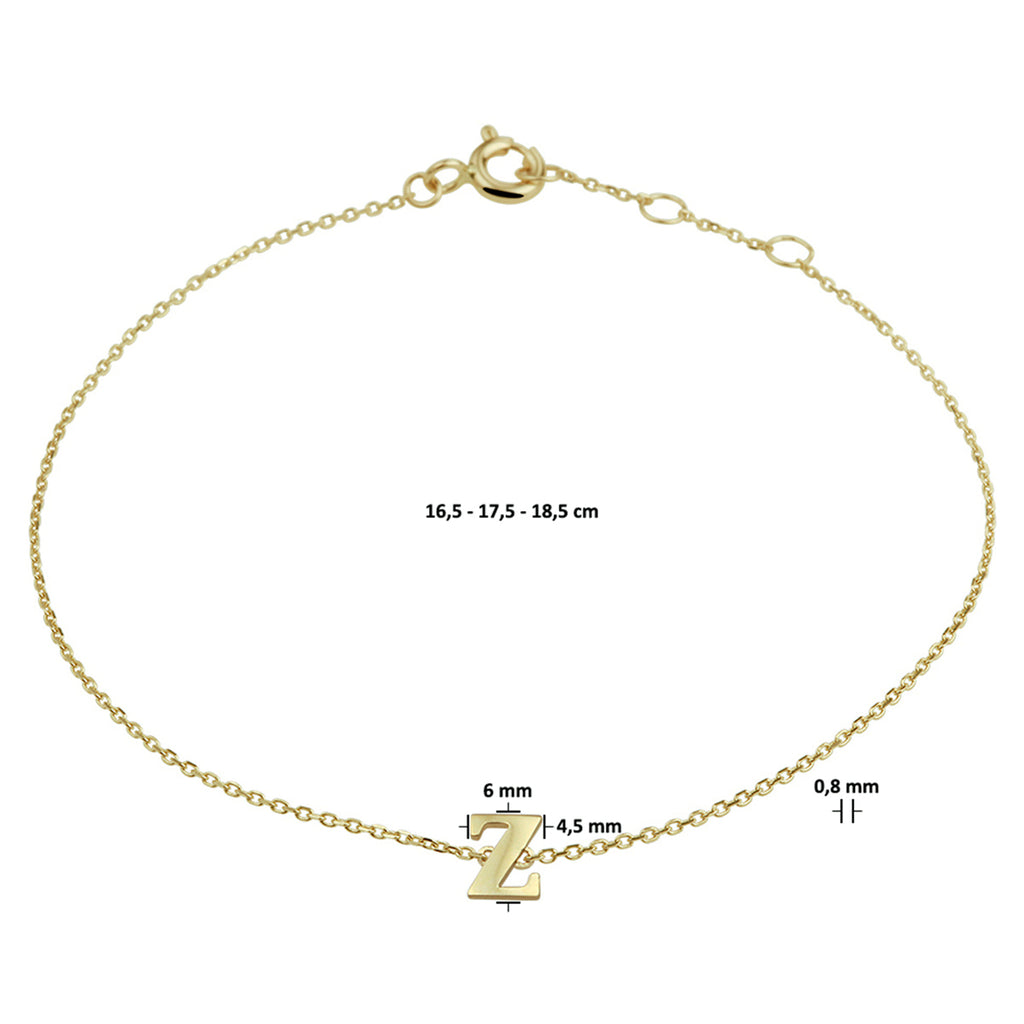 Armband letter 16.5 - 17.5 - 18.5 cm