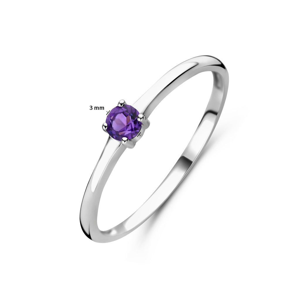 Ring met geboortesteen amethist februari