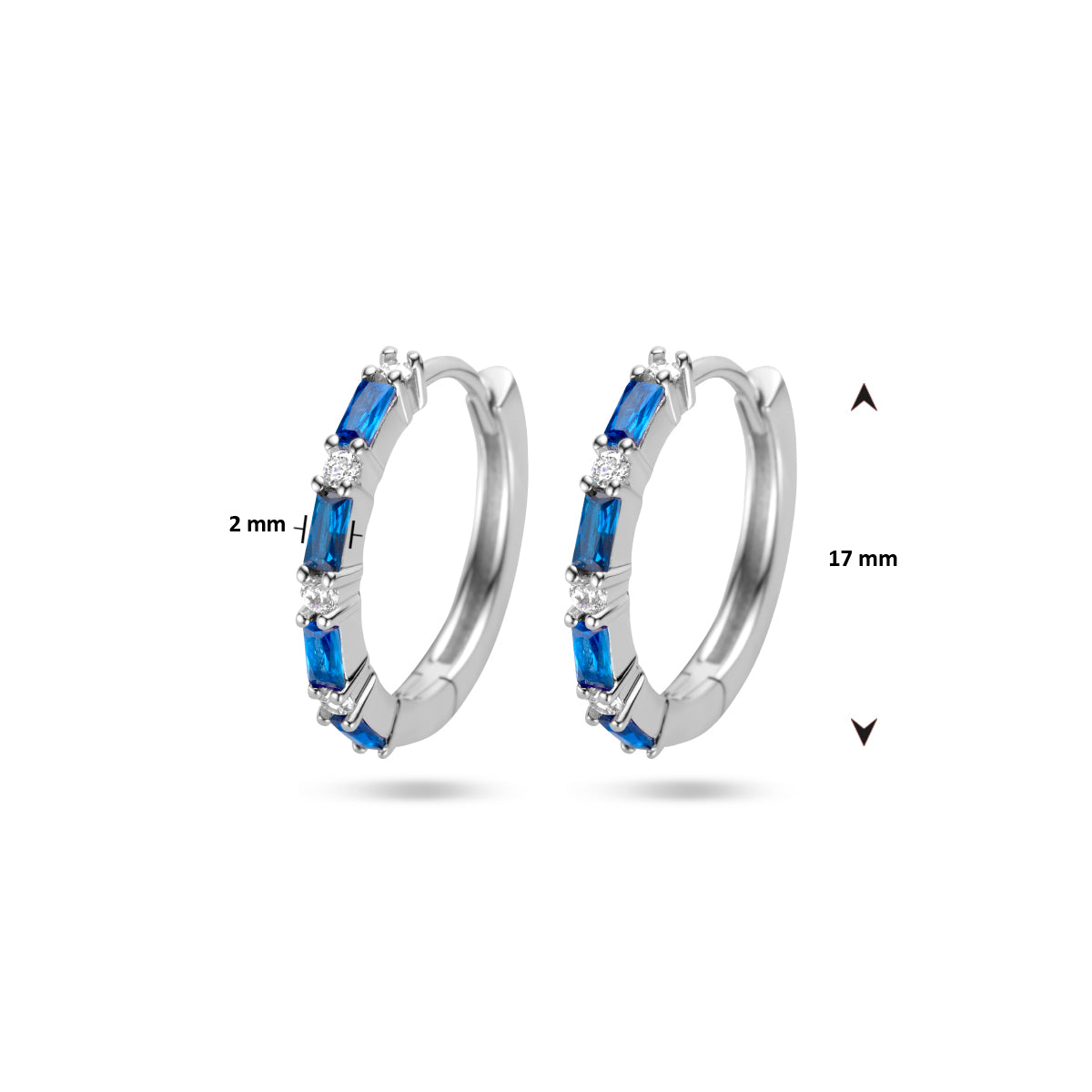 Klapoorringen blauw zirkonia
