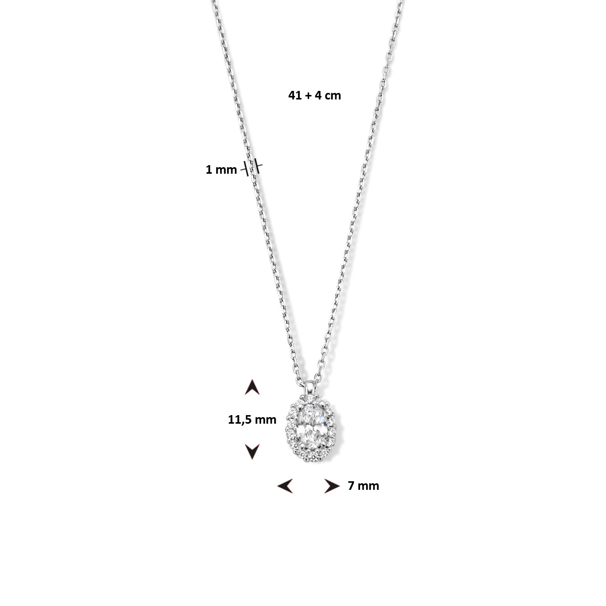 Collier zirkonia 41 + 4 cm halo