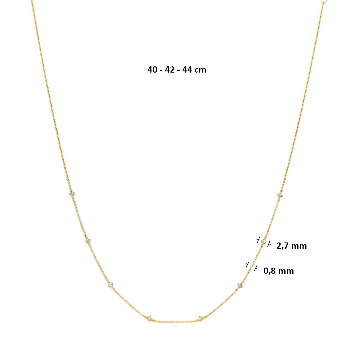 Collier anker zirkonia 40 - 42 - 44 cm