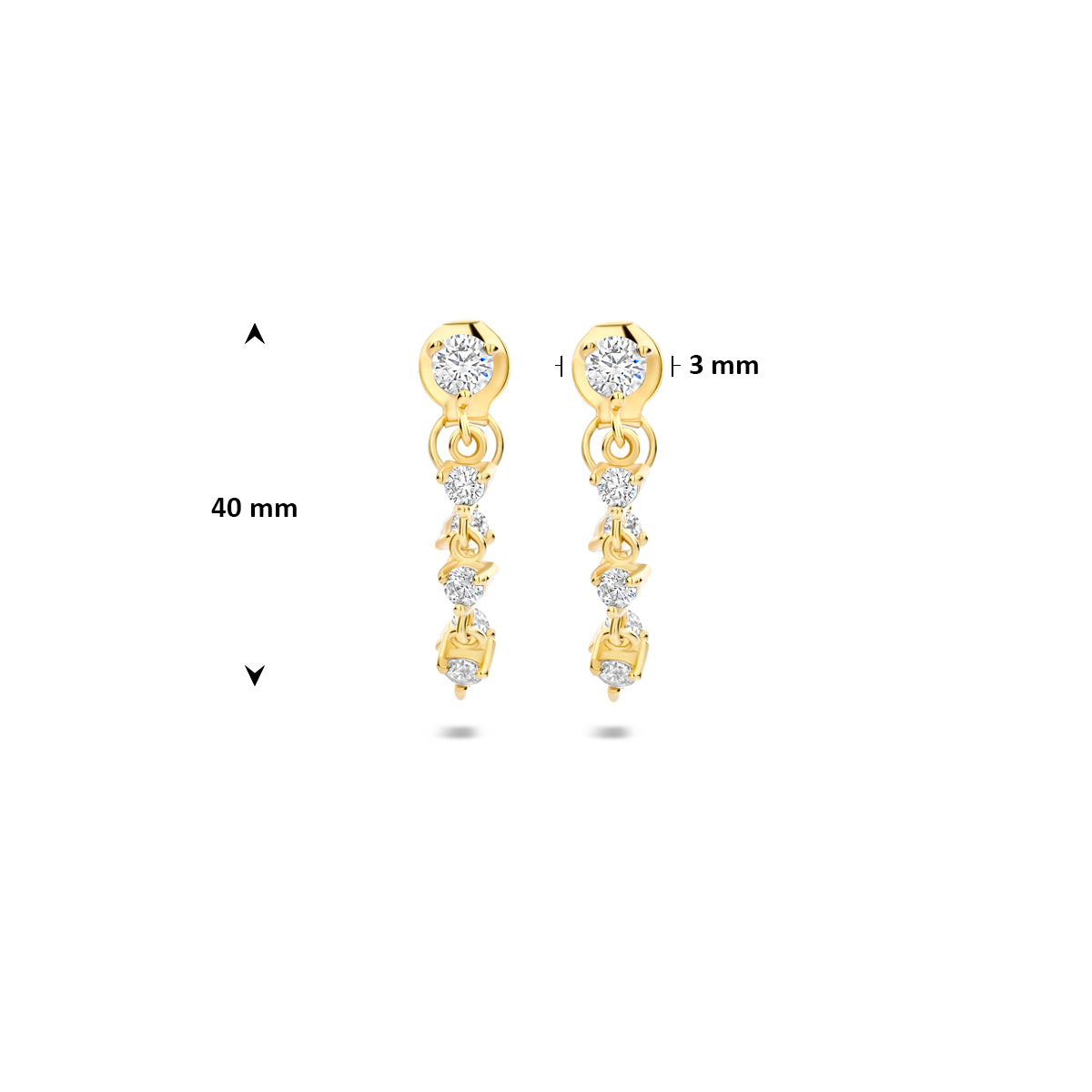 Oorbellen zirkonia 40 mm 1 micron