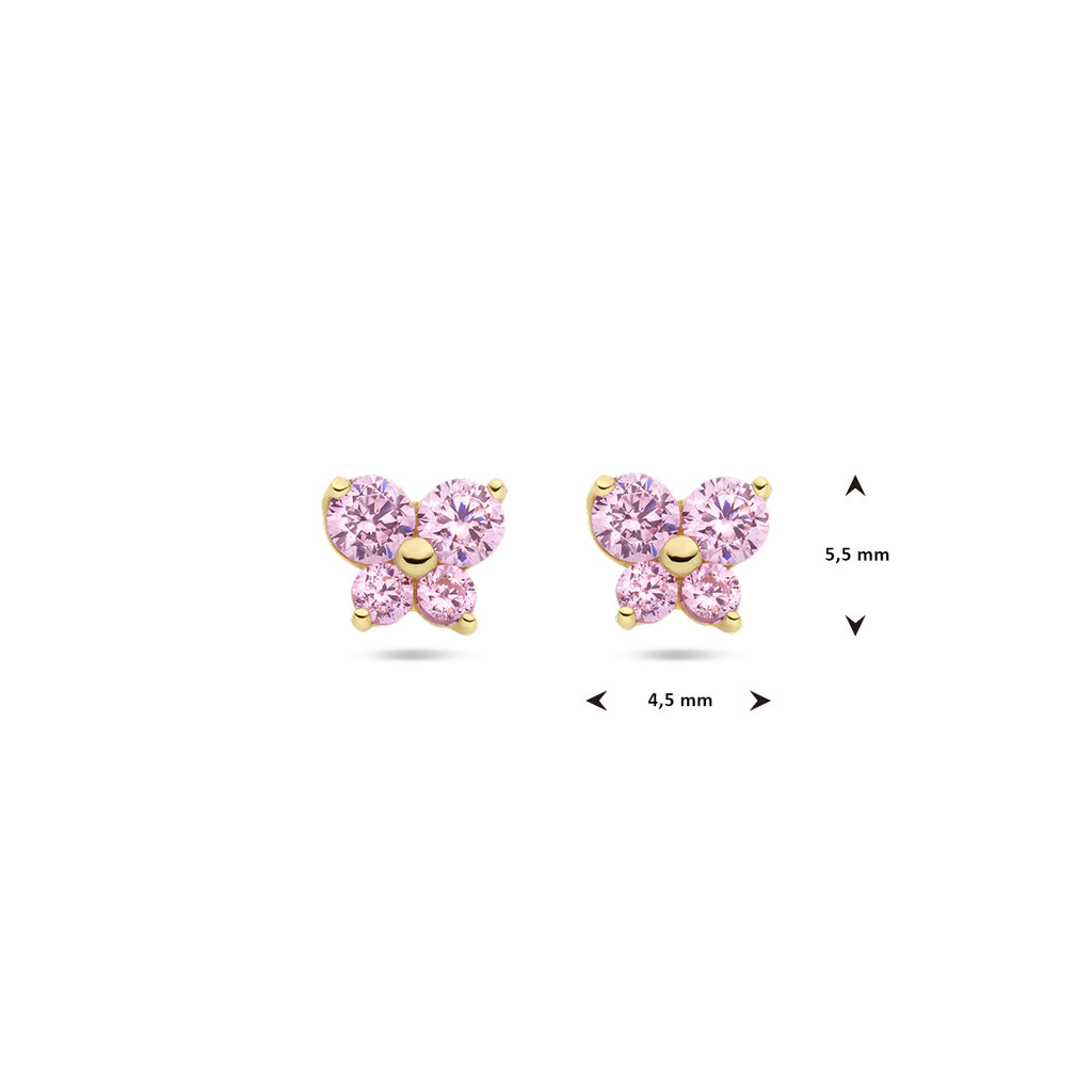 Oorknoppen vlinder roze zirkonia