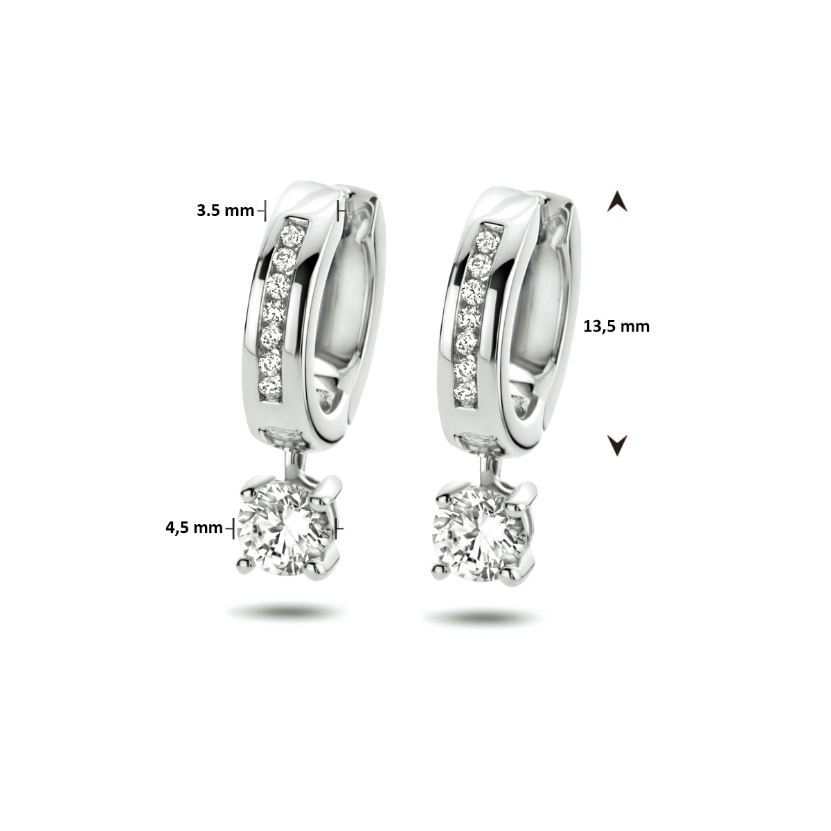 Klapoorringen - zilver zirkonia