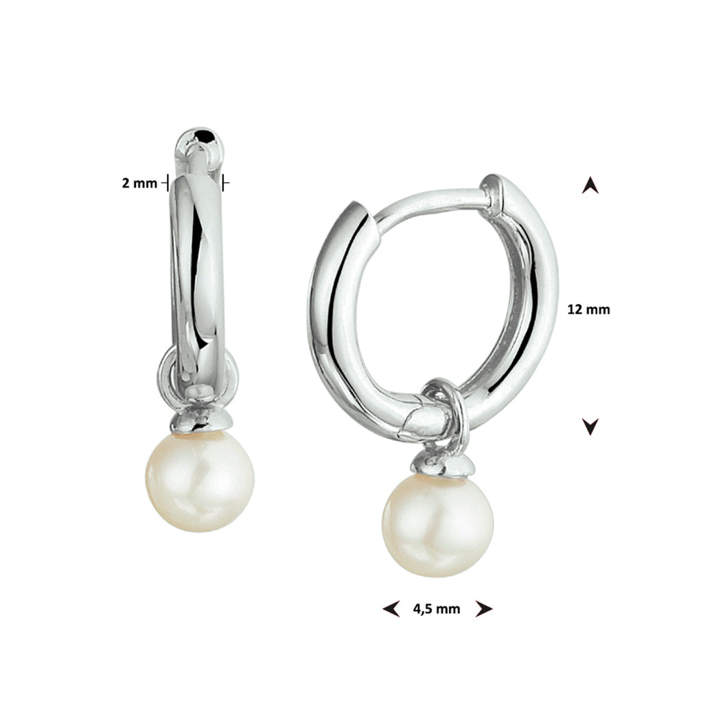 Klapoorringen - zilver parel