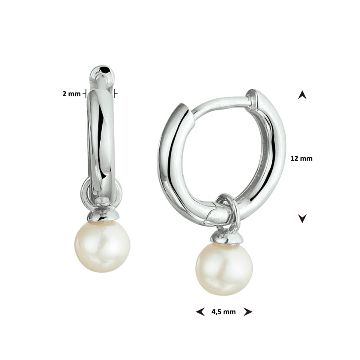 Klapoorringen - zilver parel
