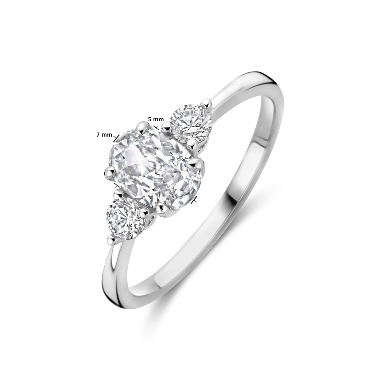 Ring trilogie zirkonia 7 x 5 mm