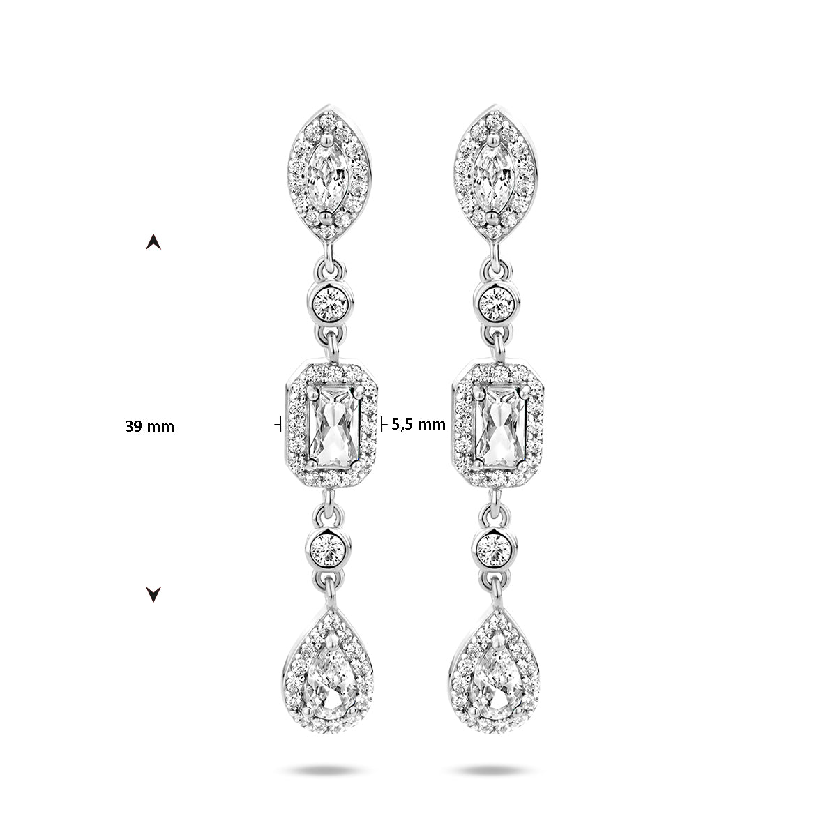 Zilver gerhodineerd oorhangers