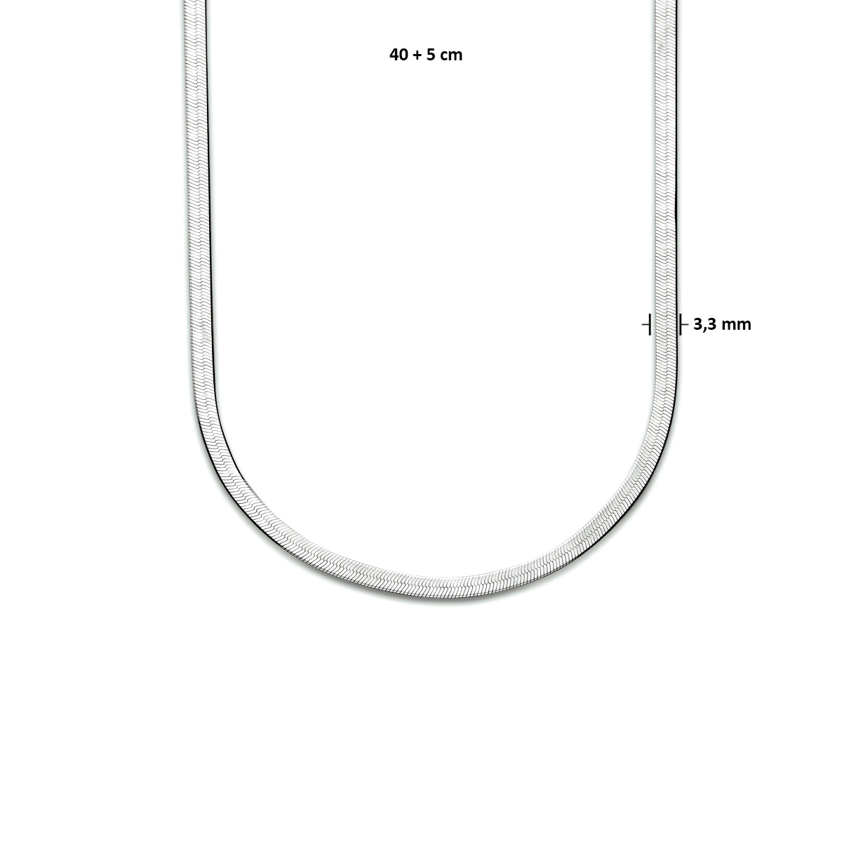 Collier slang plat 3.3 mm 40 + 5 cm