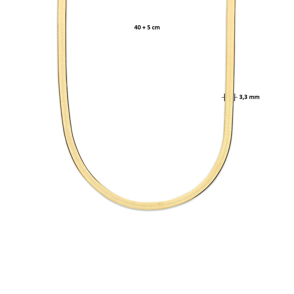 Collier slang plat 3.3 mm 40 + 5 cm 3 micron