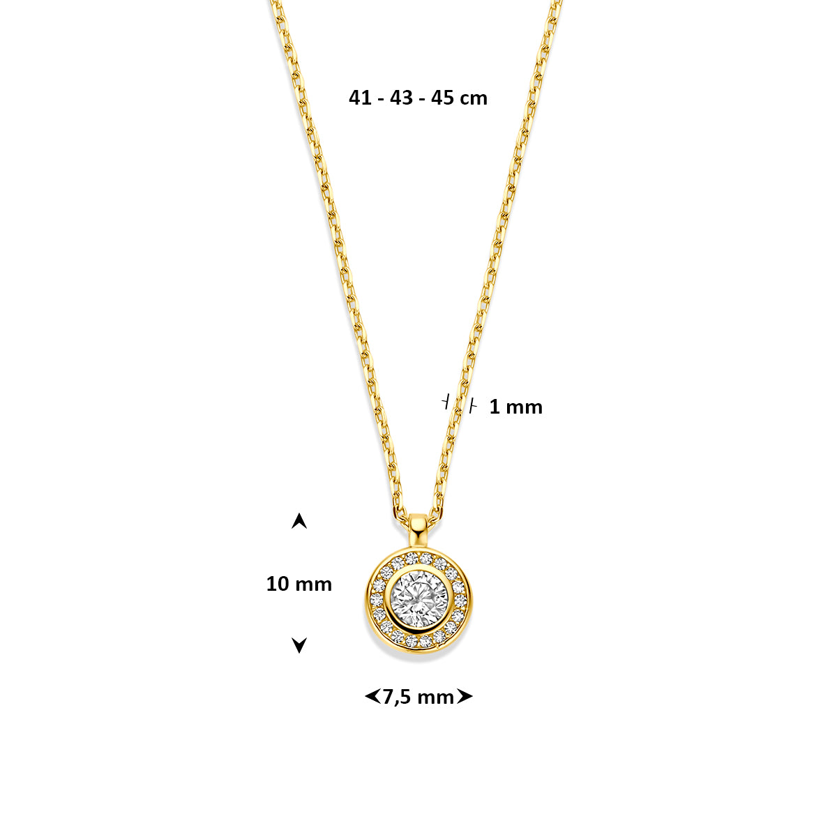 Collier zirkonia 41 - 43 - 45 cm