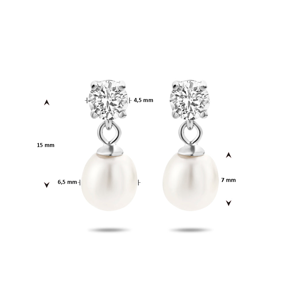 Oorhangers zirkonia en parel
