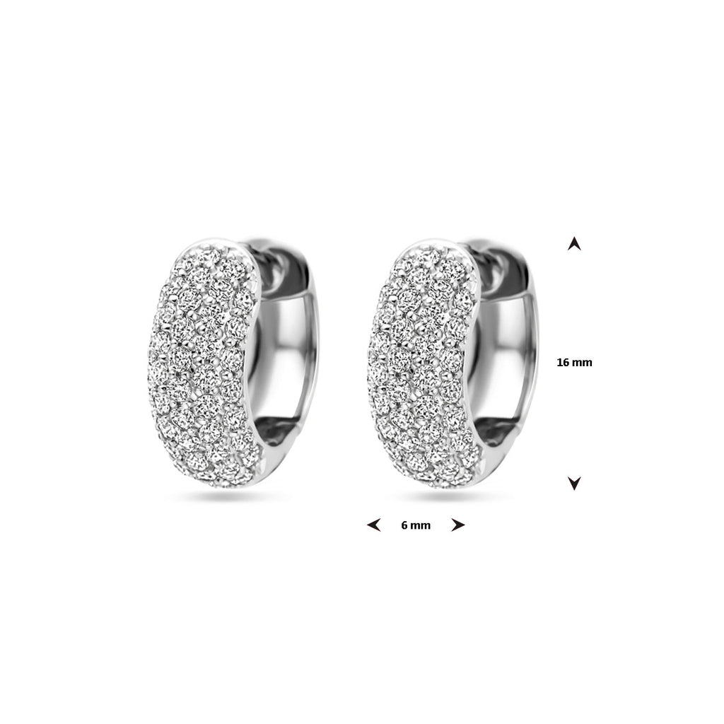Klapoorringen zirkonia 16 mm