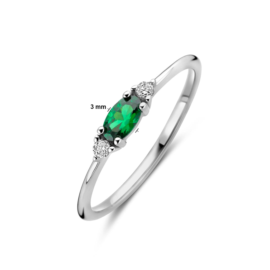 Ring wit en groen zirkonia