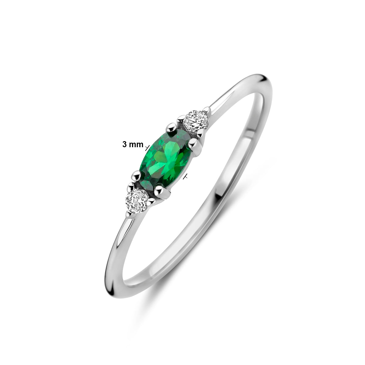 Ring wit en groen zirkonia
