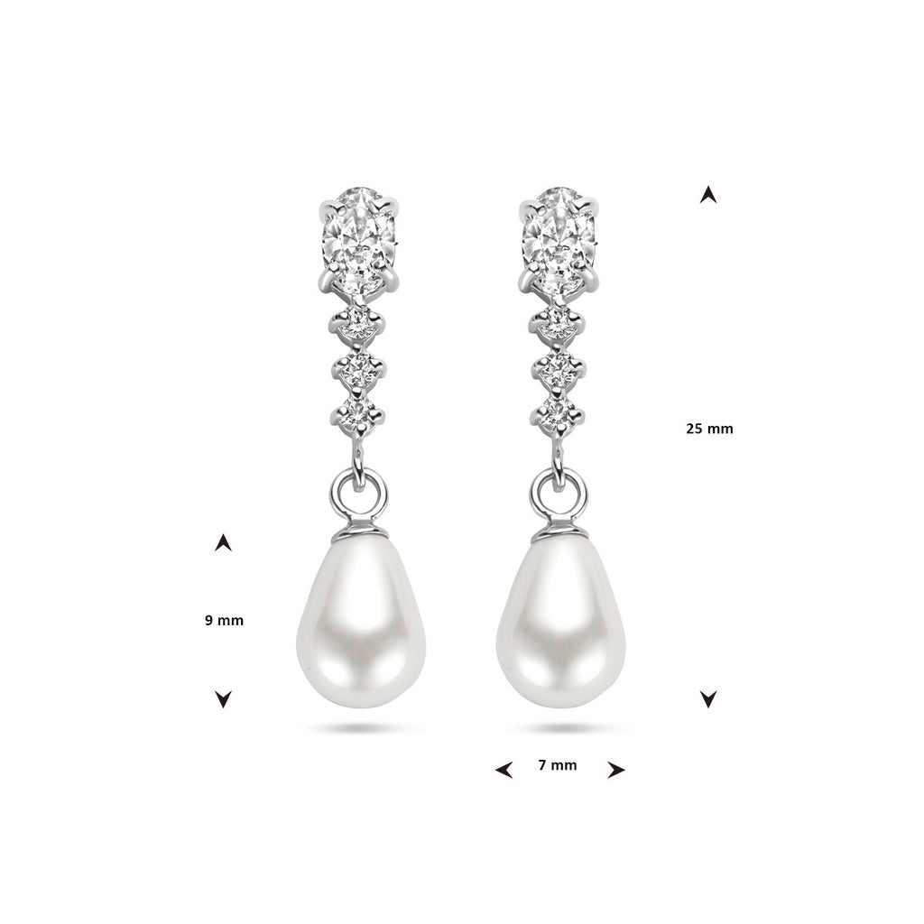 Oorhangers zirkonia en parel