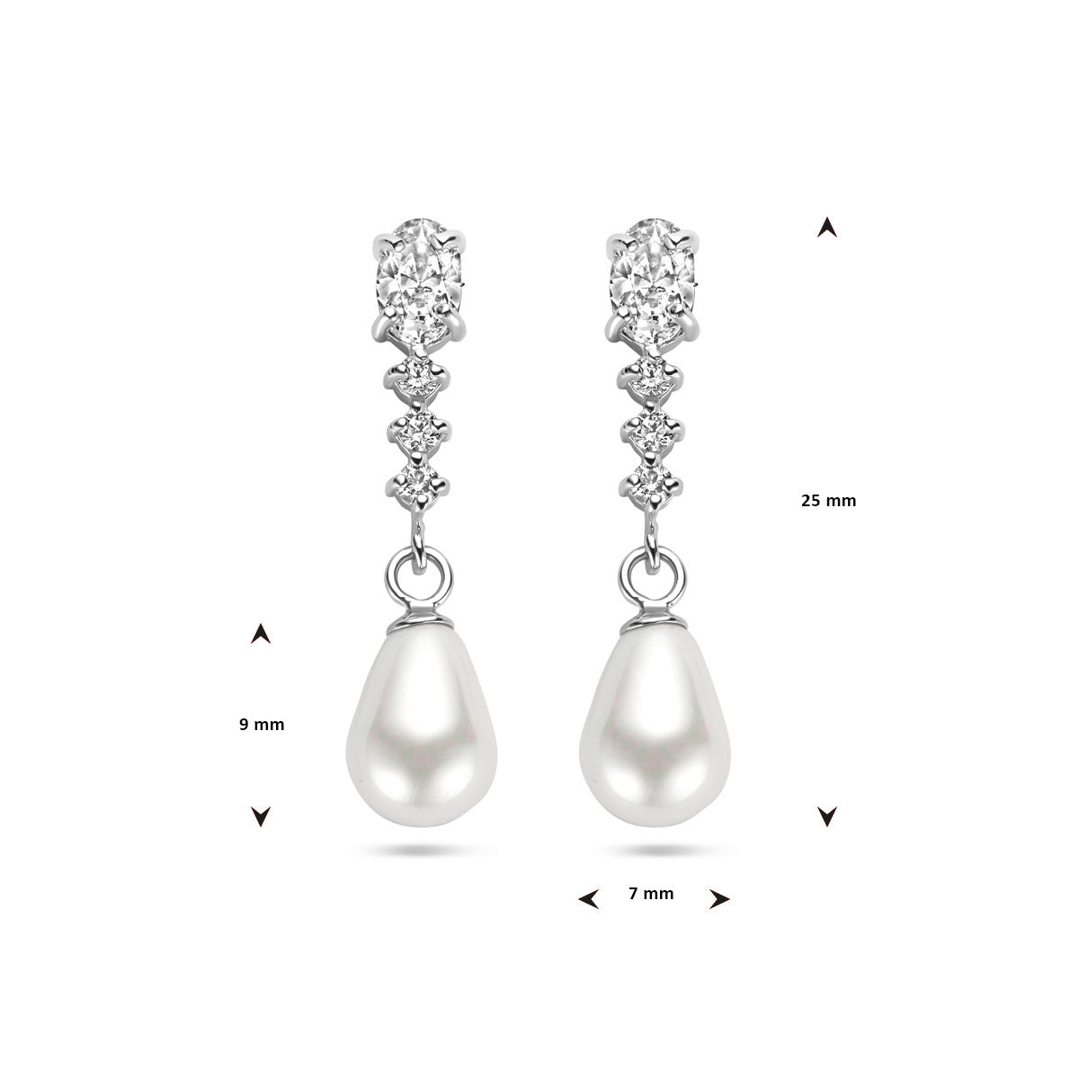 Oorhangers zirkonia en parel