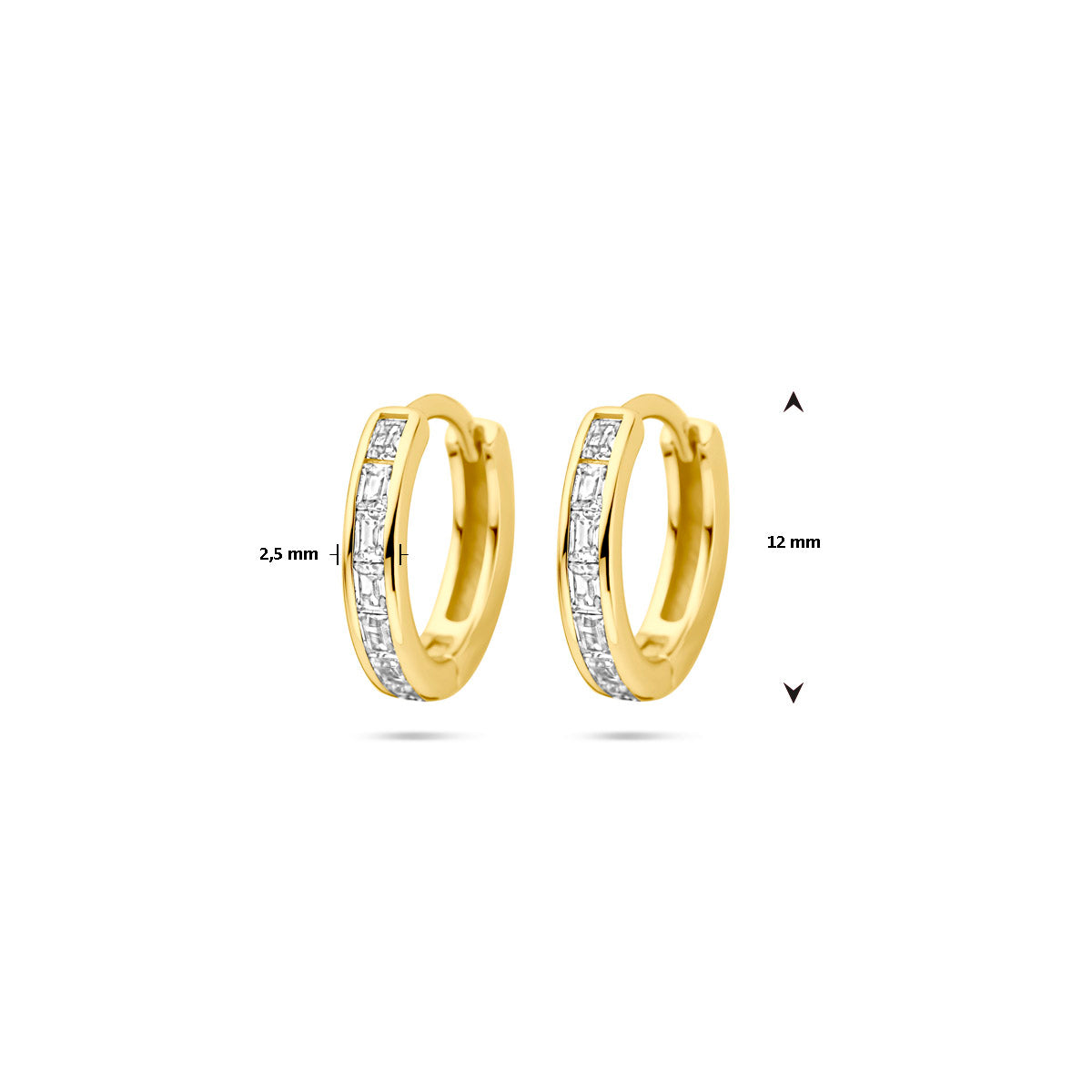 Klapoorringen zirkonia 12 mm 1 micron