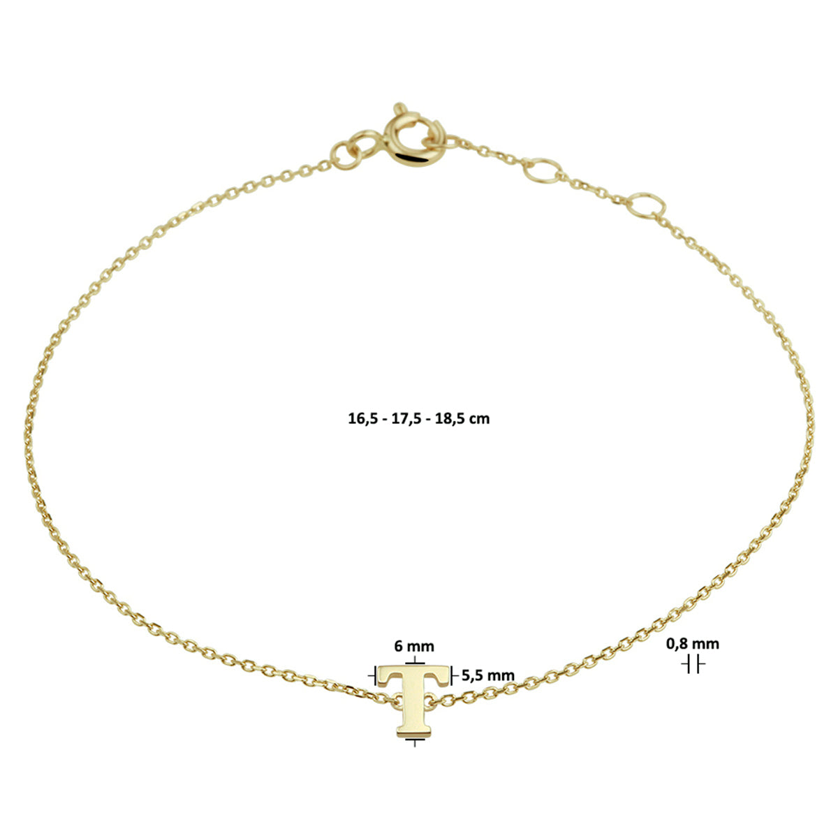 Armband letter 16.5 - 17.5 - 18.5 cm