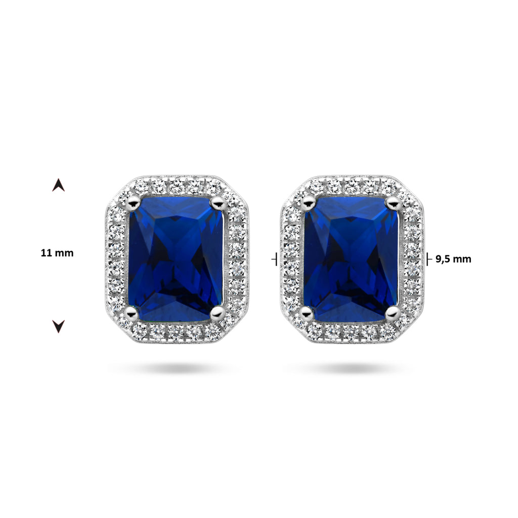 Oorknoppen blauw en wit zirkonia halo