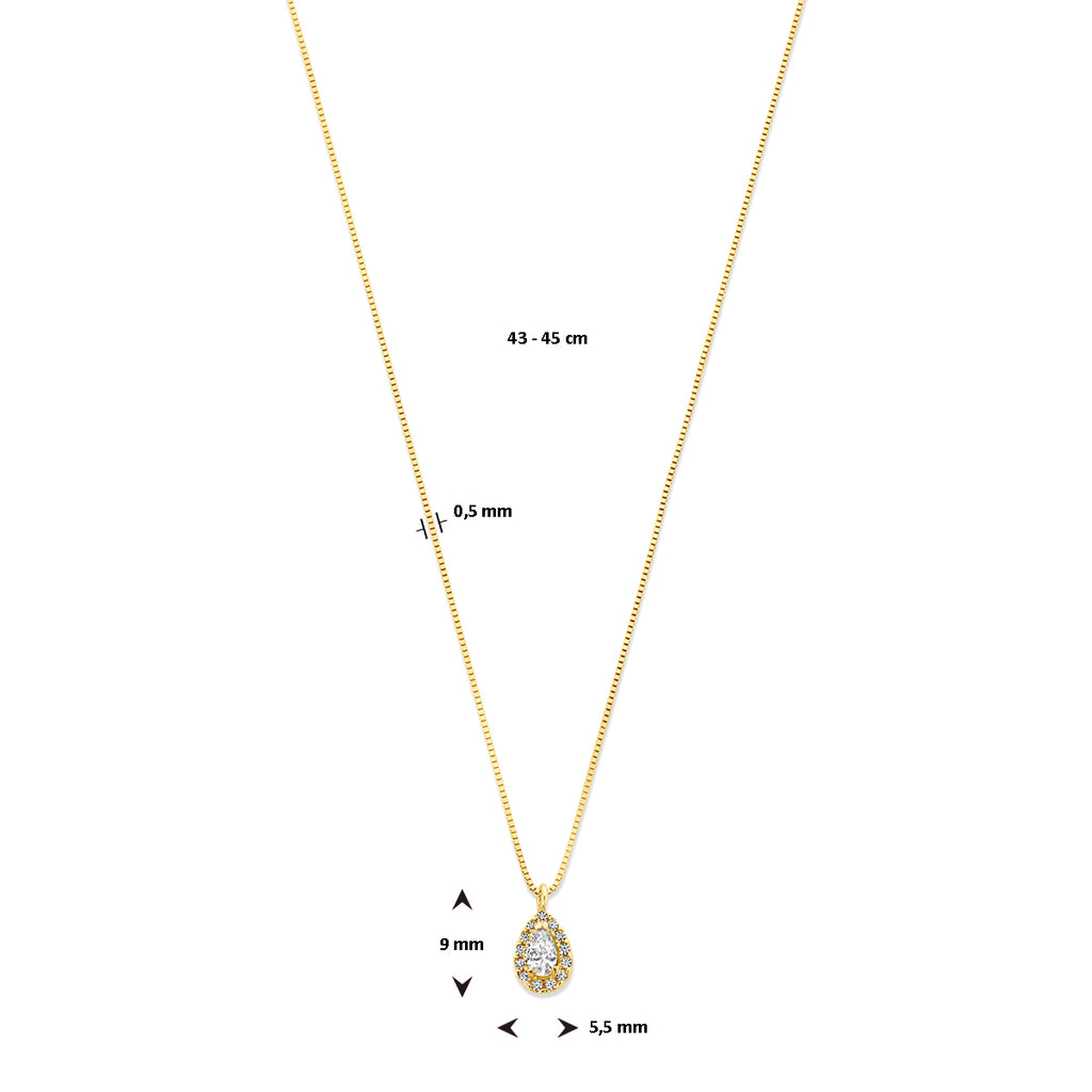 Collier druppel en zirkonia 43 - 45 cm