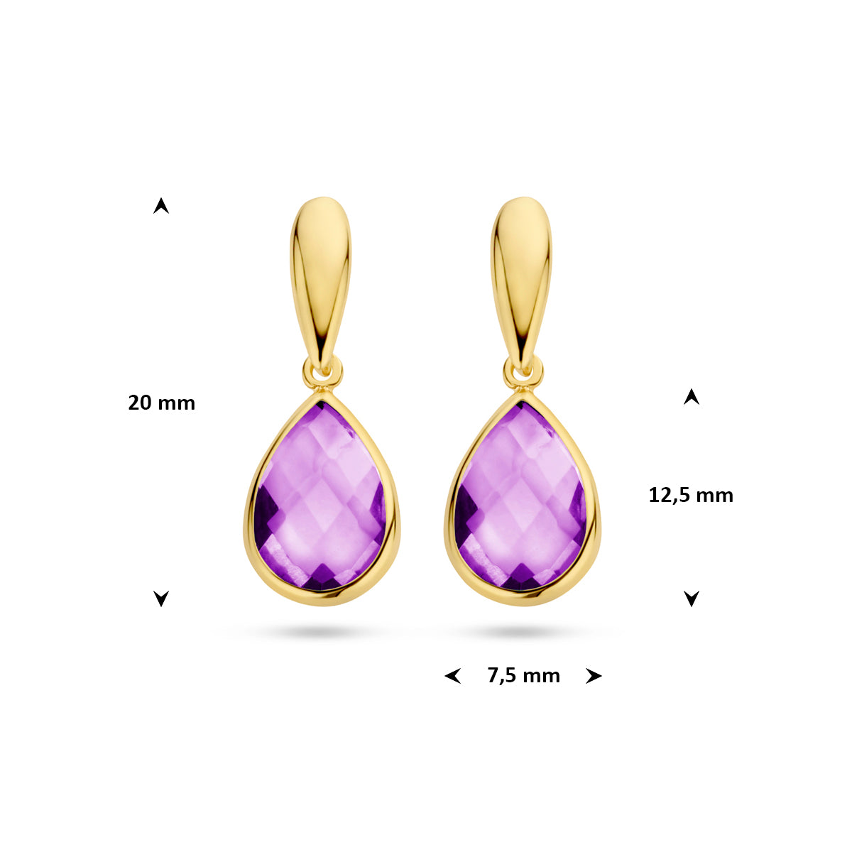 Oorhangers - 14k goud amethist