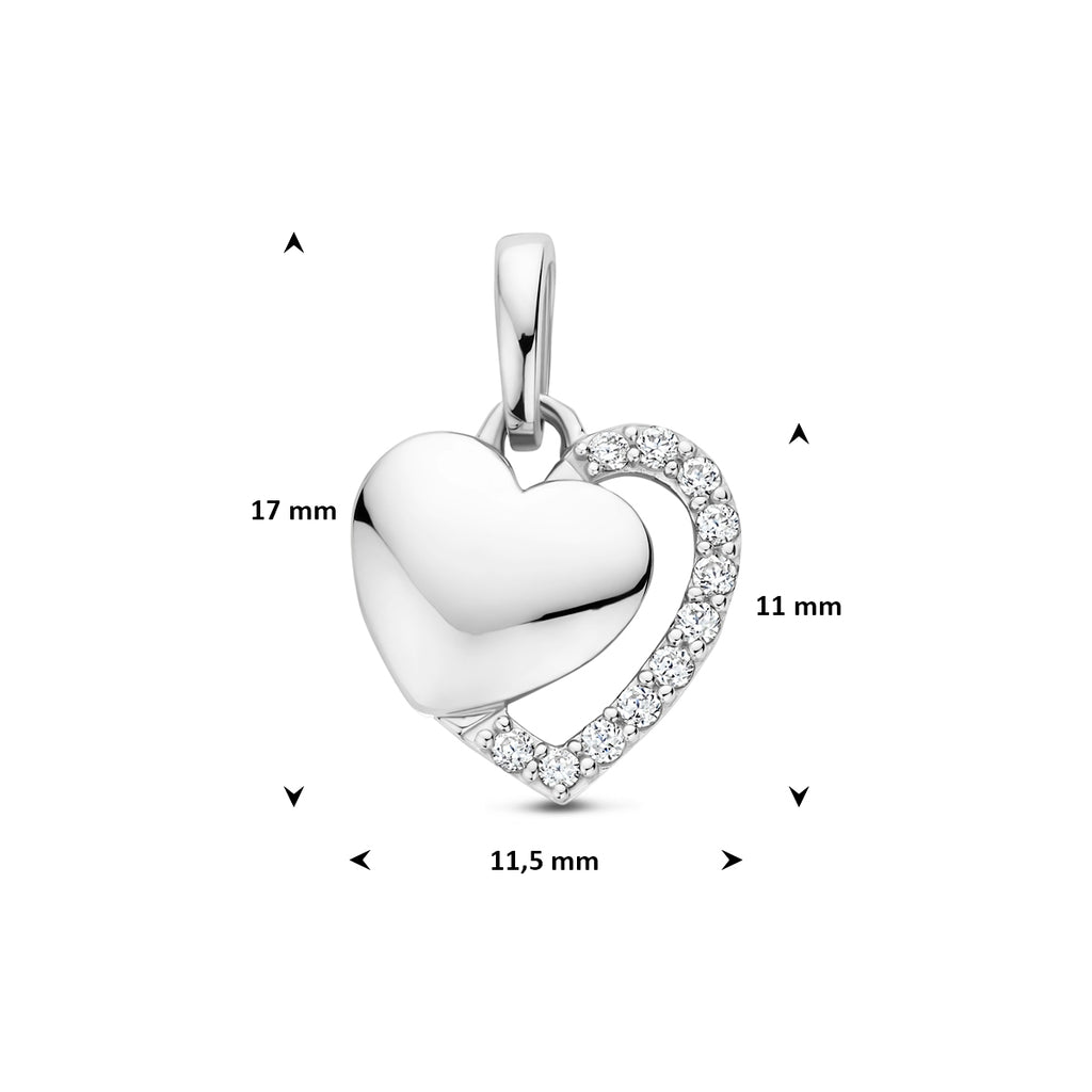 Zilver gerhodineerd hartjes bedels