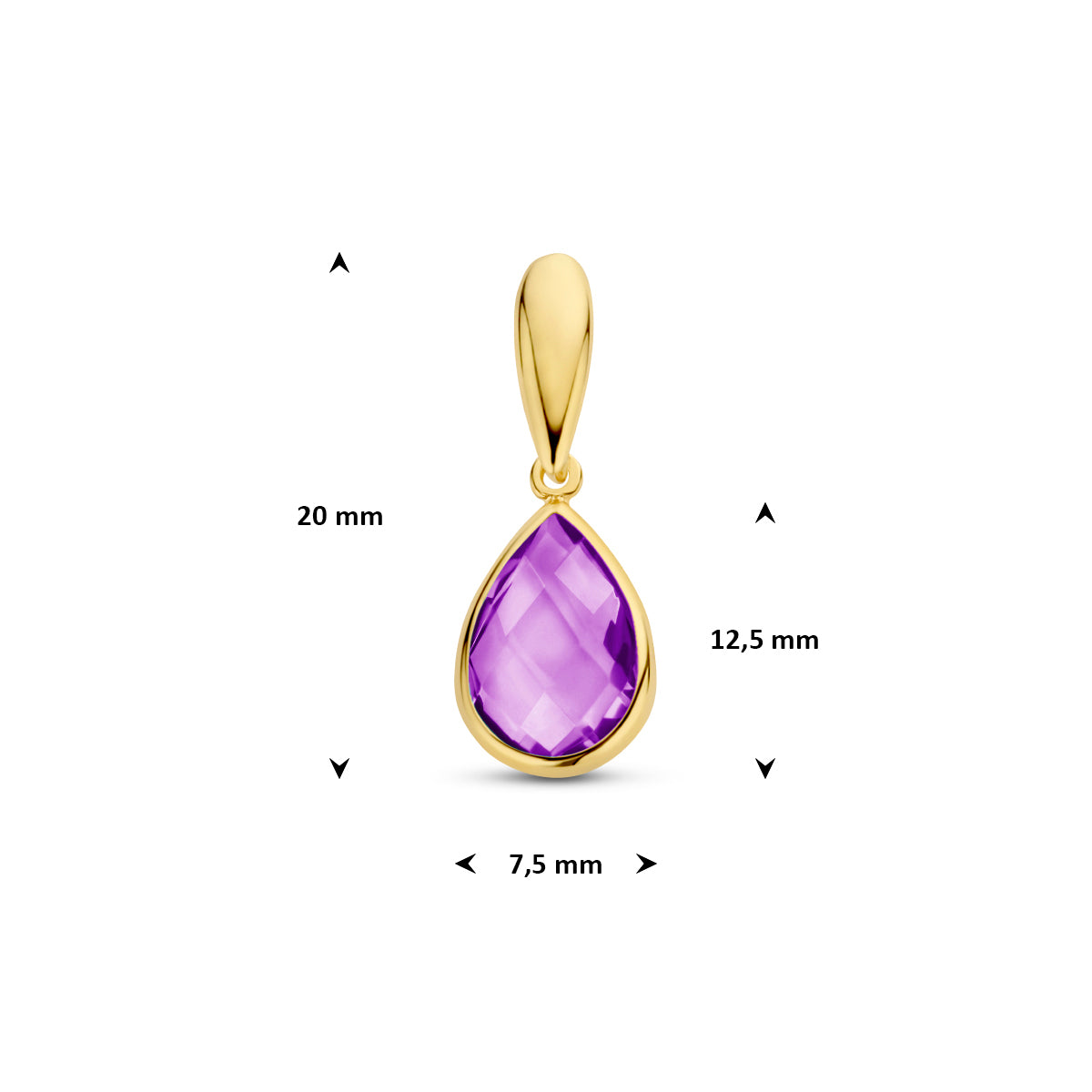 Hanger met amethyst - 7.5mm - 20mm - geelgoud - 4017171