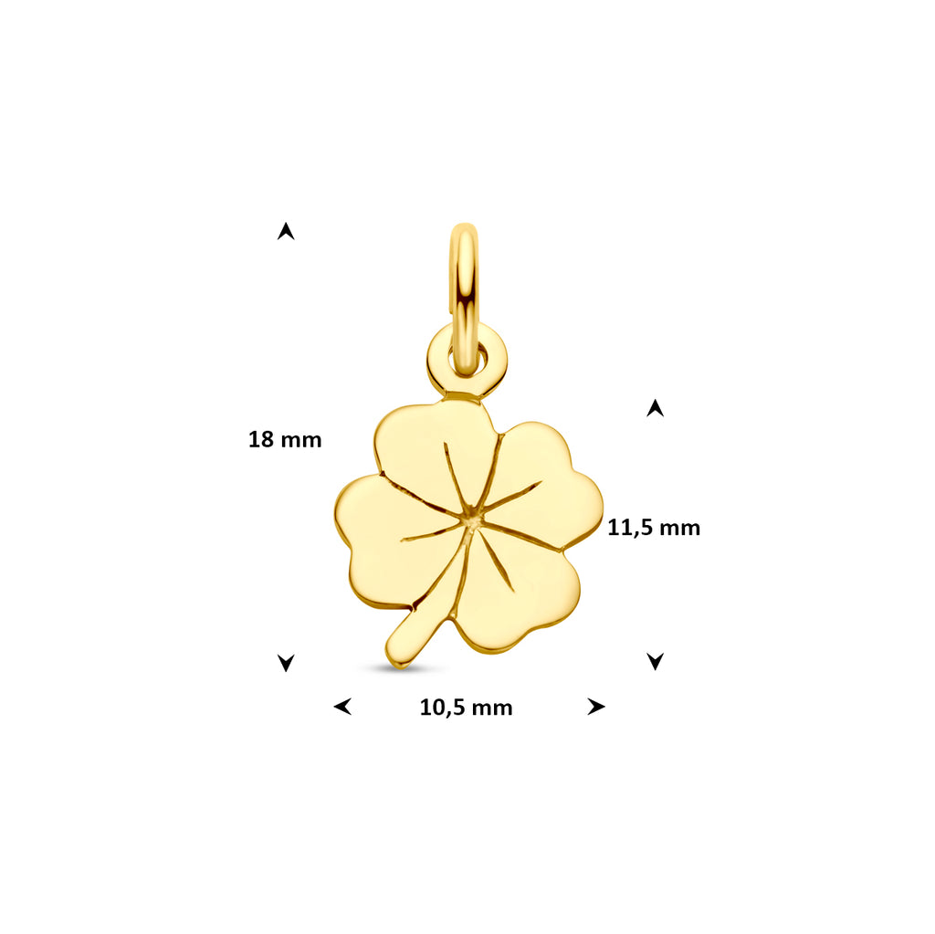 Gouden hanger klavertje 10mm