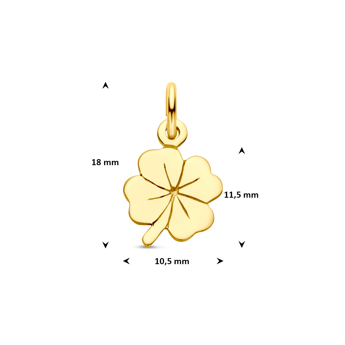 Gouden hanger klavertje 10mm