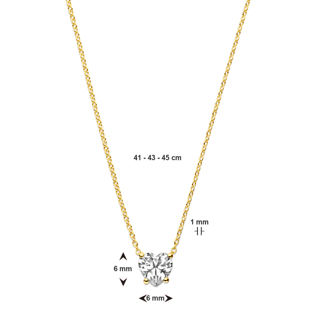 Collier hart zirkonia 41 - 43 - 45 cm