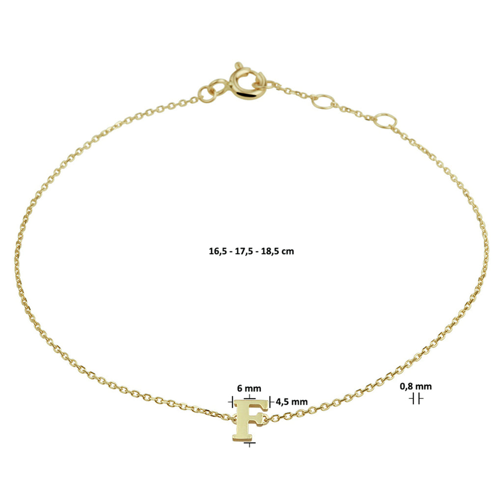 Armband letter 16.5 - 17.5 - 18.5 cm