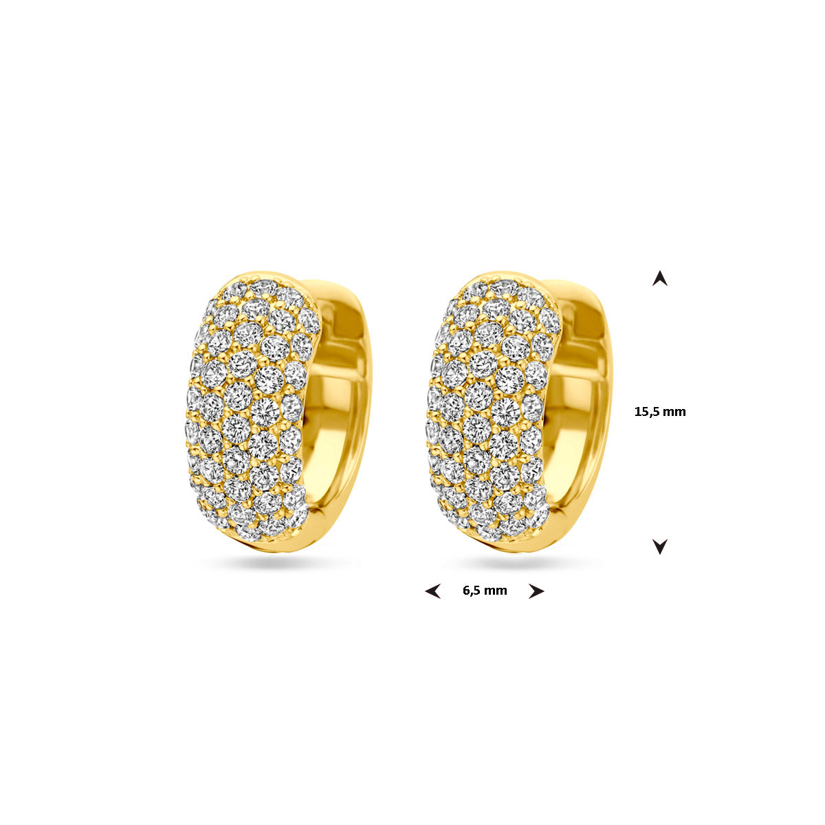 Klapoorringen zirkonia 15.5 mm 1 micron