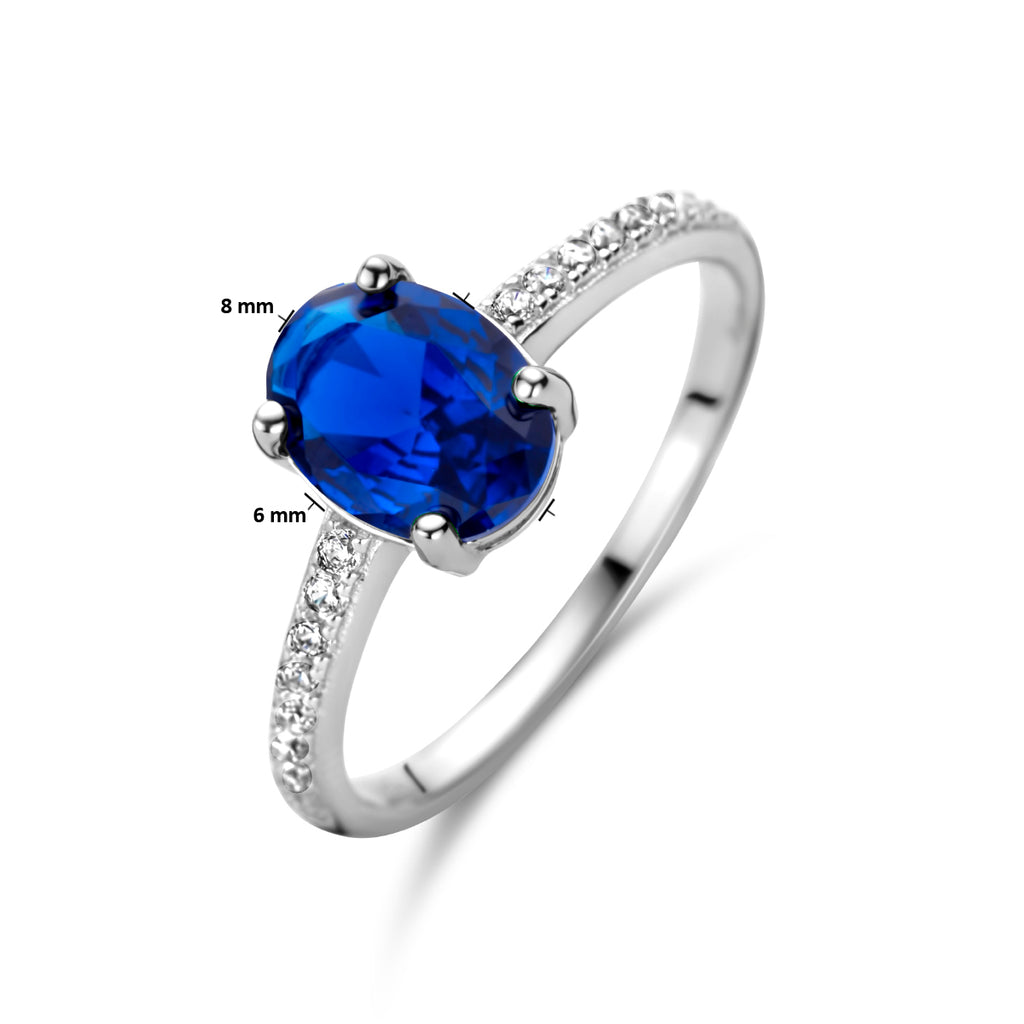 Ring blauw en wit zirkonia