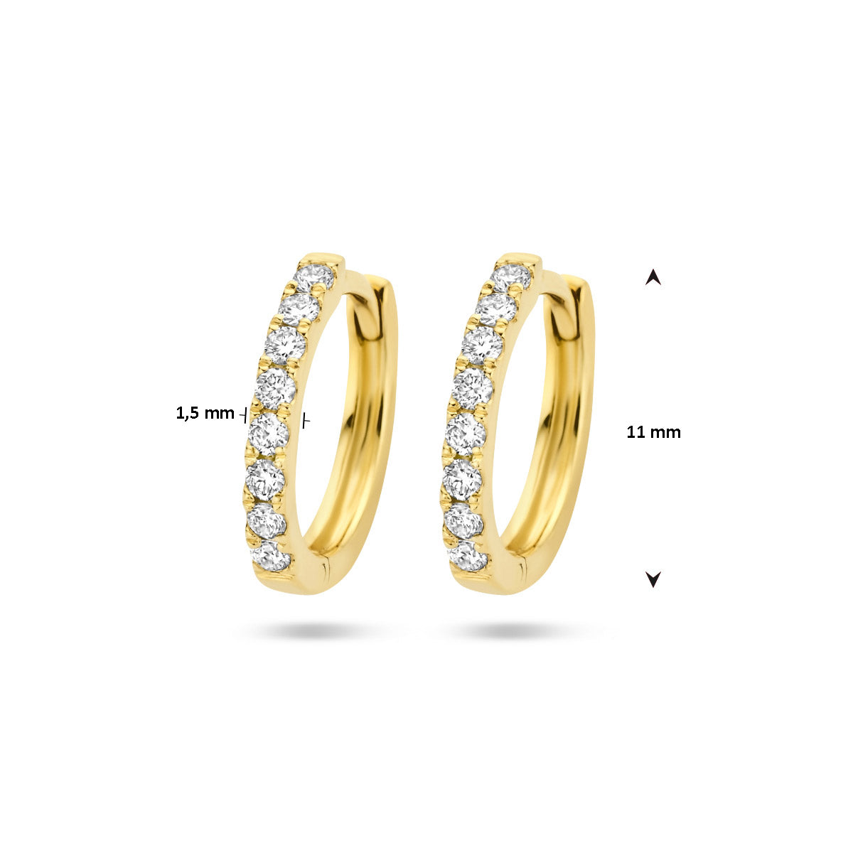 Klapoorringen diamant 0.15ct (2x0.075ct) g si