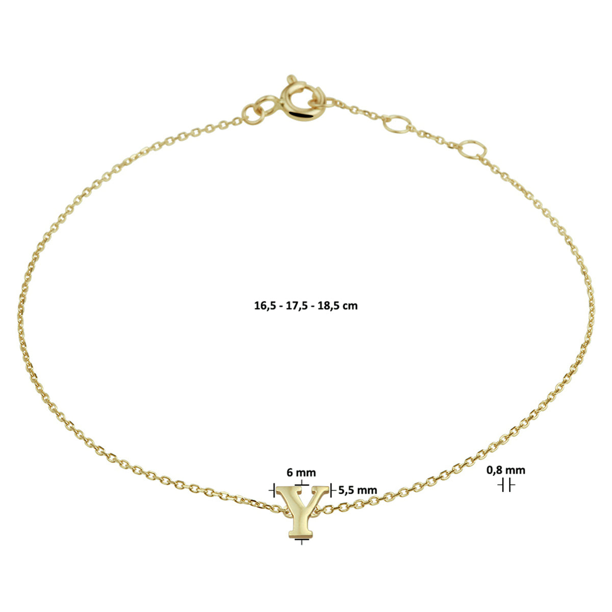 Armband letter 16.5 - 17.5 - 18.5 cm