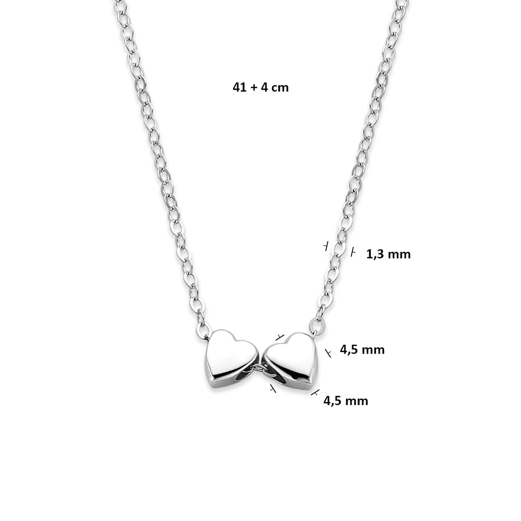 Collier 2 hartjes 41 + 4 cm