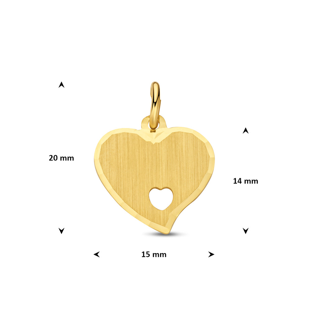 Graveerhanger hart mat gediamanteerd