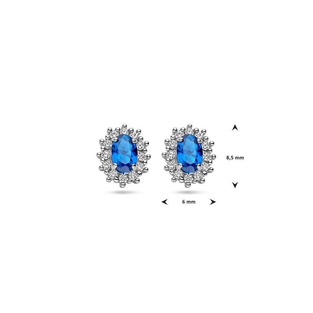 Oorknoppen zirkonia en synthetische saffier halo