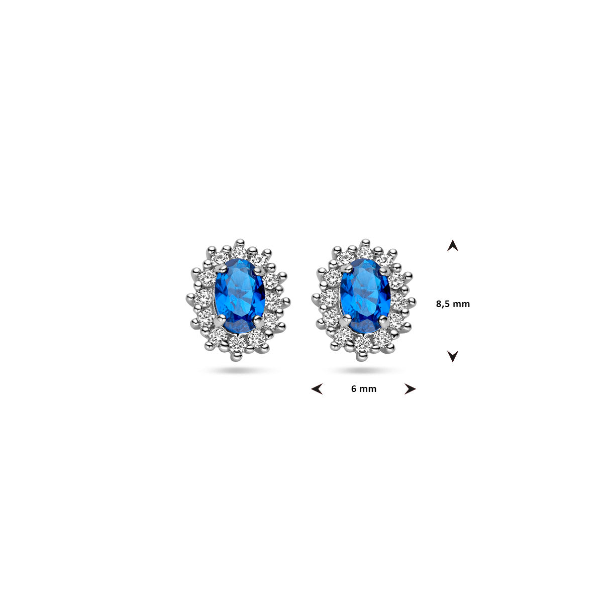 Oorknoppen zirkonia en synthetische saffier halo