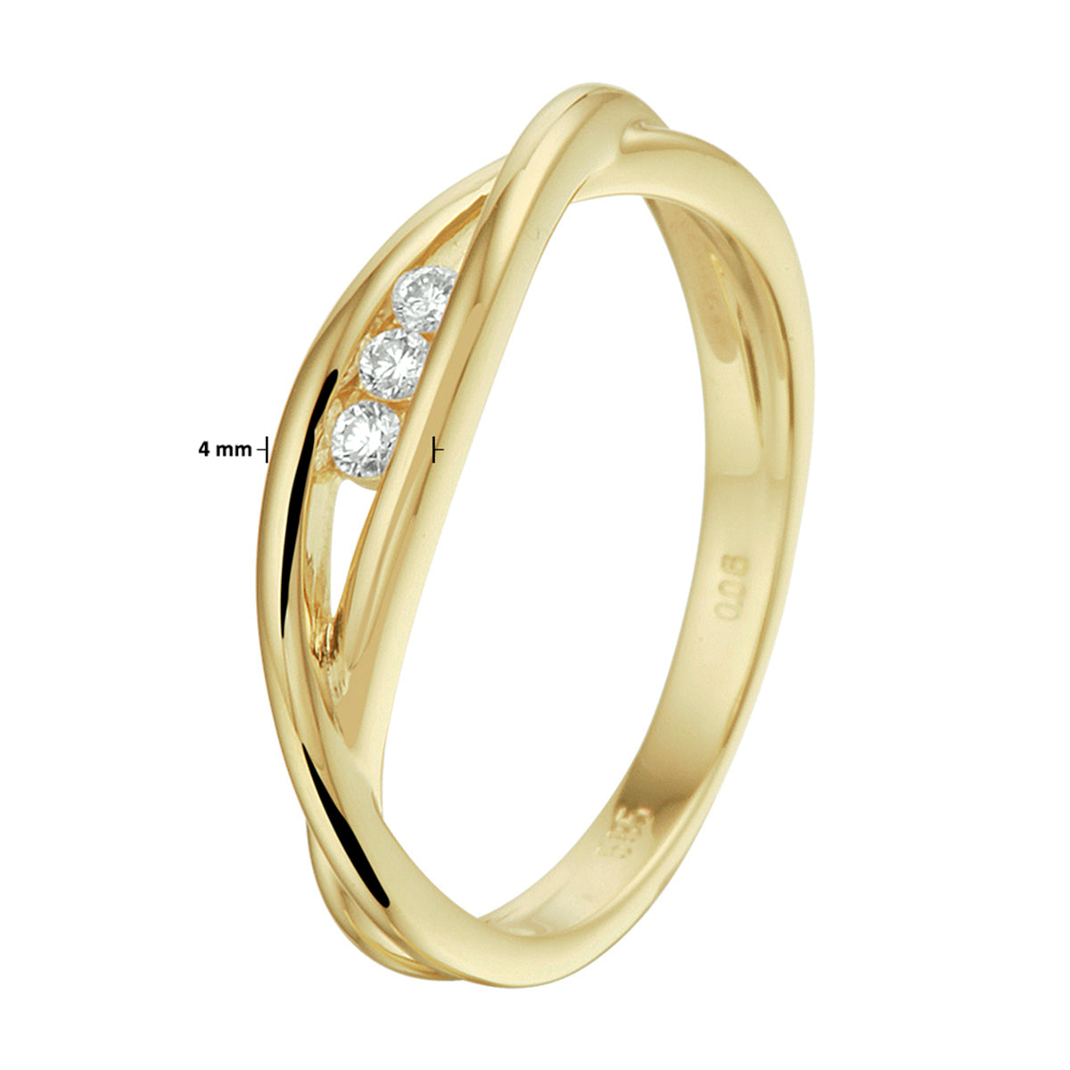 14krt gouden ring met diamant maat 17