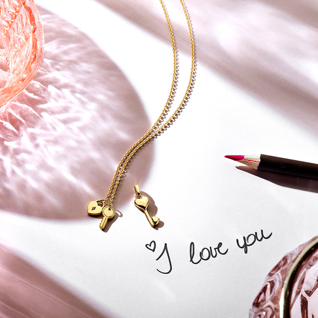 Collier hart en sleutel 41 + 4 cm
