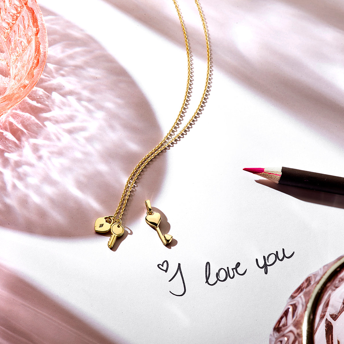 Collier hart en sleutel 41 + 4 cm