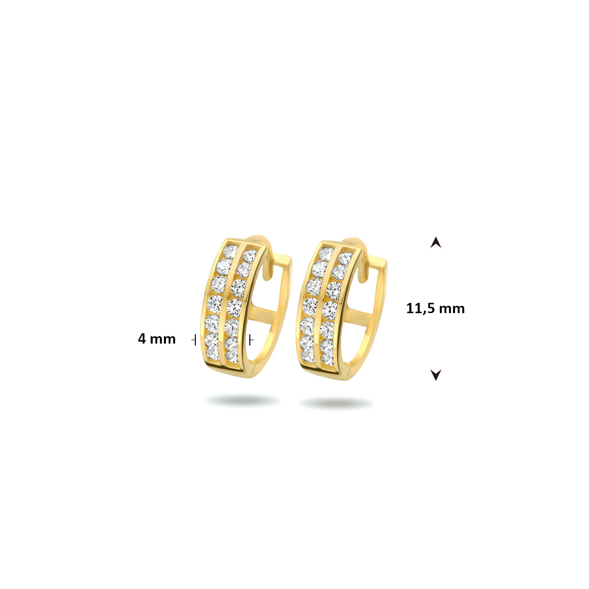 Klapoorringen zirkonia 11.5 mm