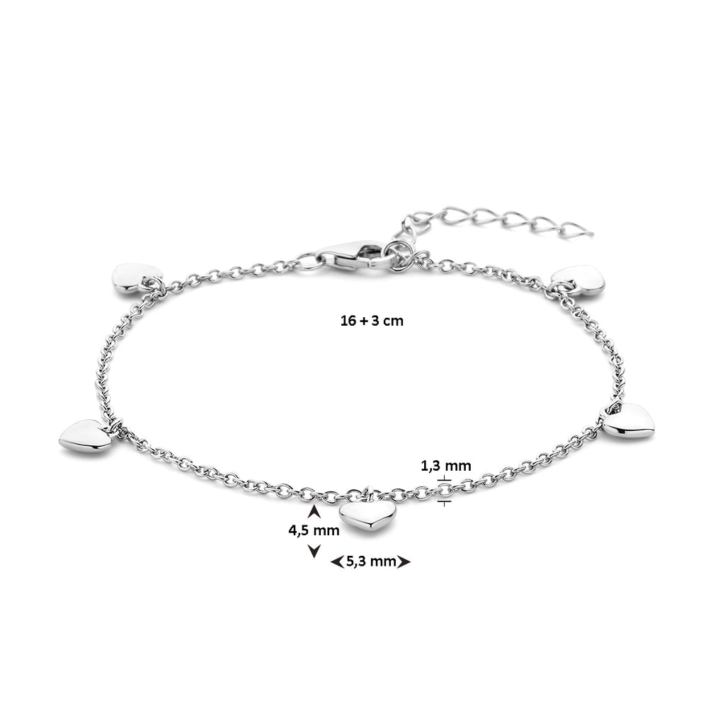 Armband hartjes 16 + 3 cm