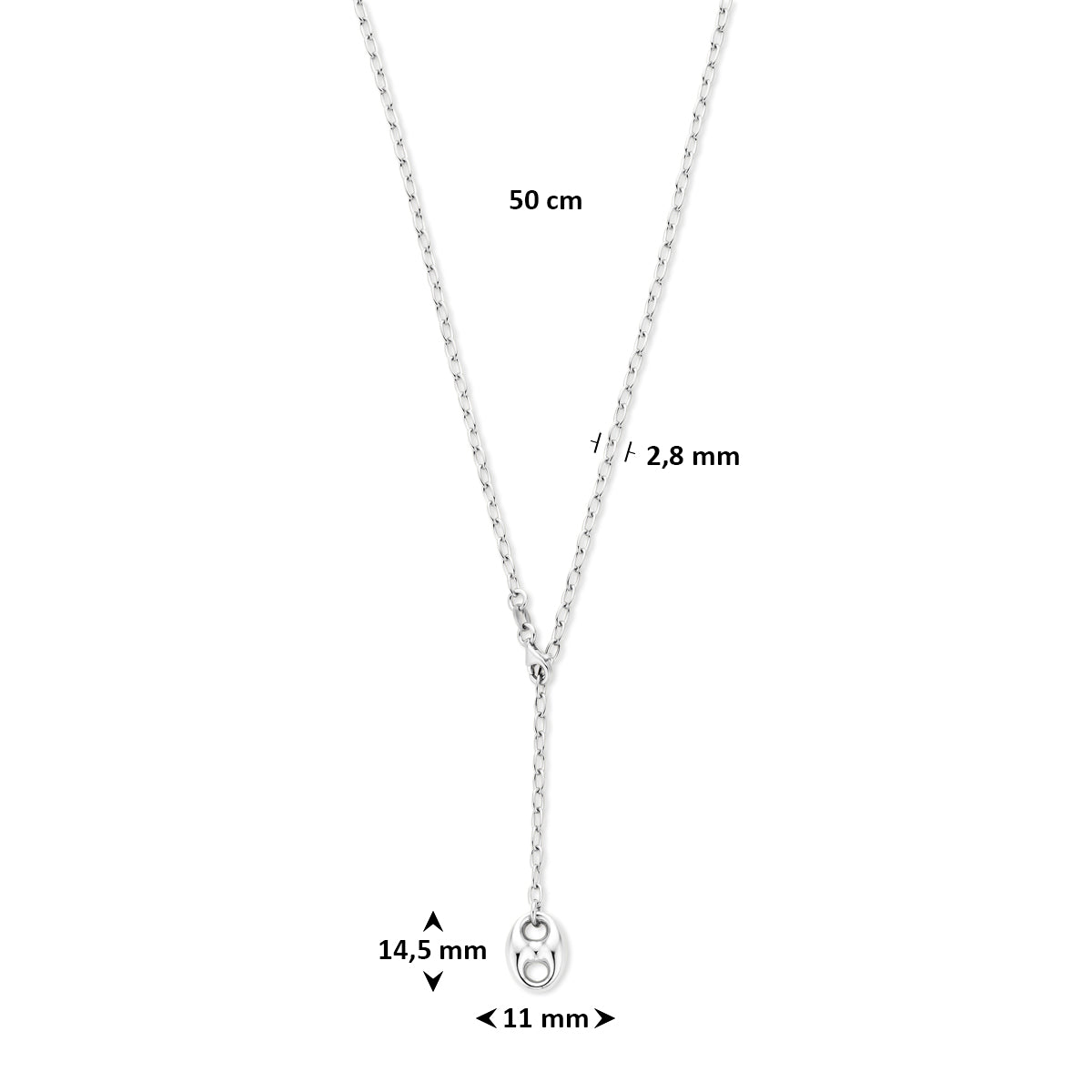 Y-collier koffieboon 50 cm