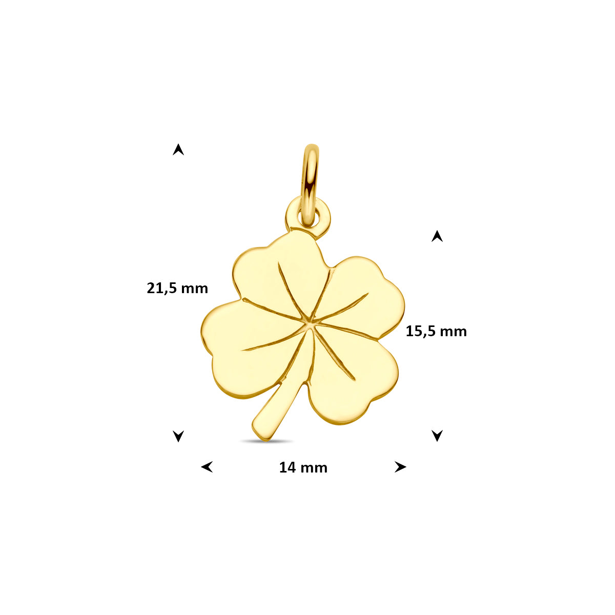 Hanger unisex klaver vier goud