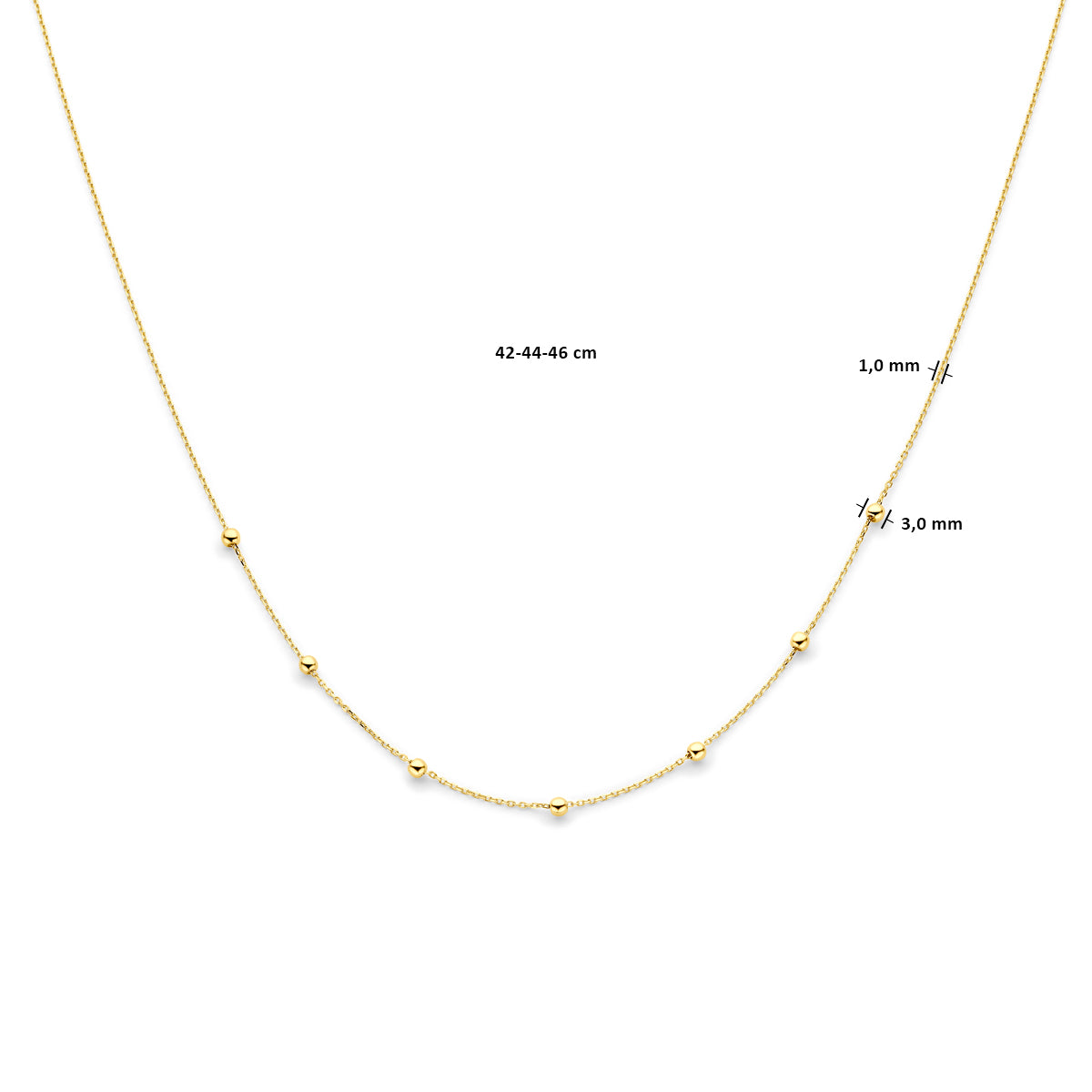 Collier anker en bolletjes 1.0 mm 42 - 44 - 46 cm
