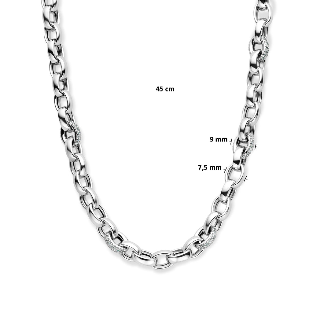 Collier jasseron ovaal zirkonia 7.5 mm 45 cm