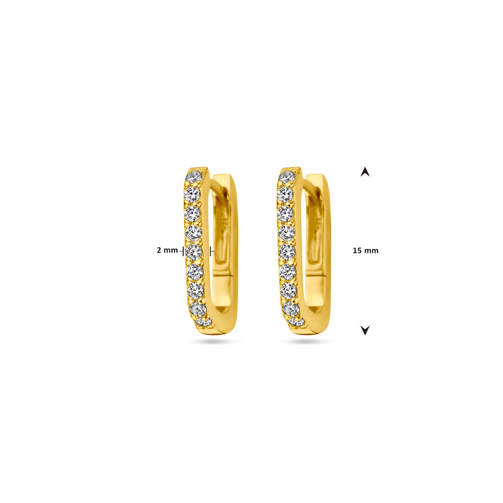 Klapoorringen - verguld zilver zirkonia
